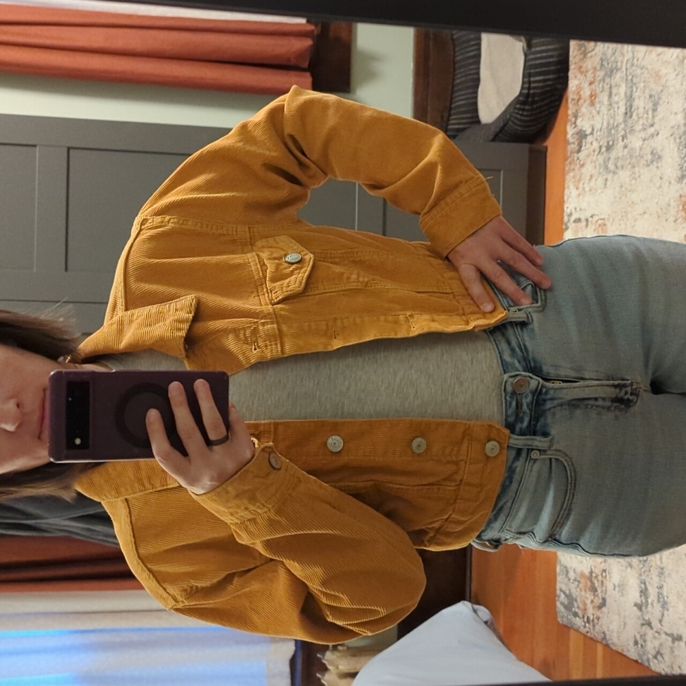 - Pacsun | Mustard Tapered Cropped Trucker Jacket